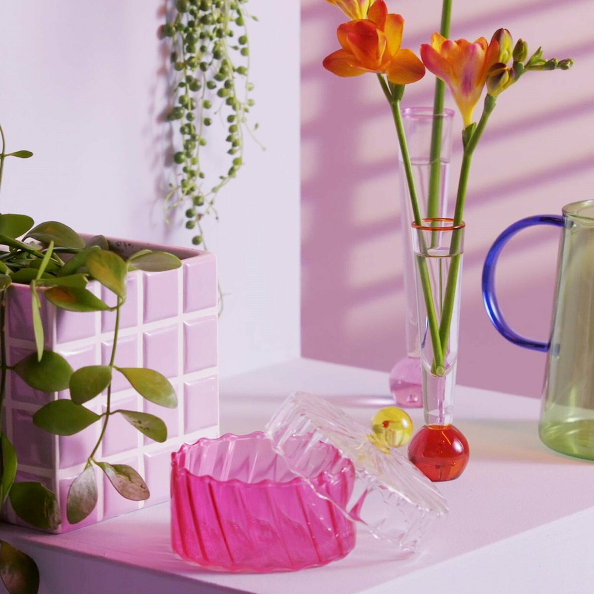Vase à carreaux lilas Tile 14 cm - &Klevering - The Cool Republic