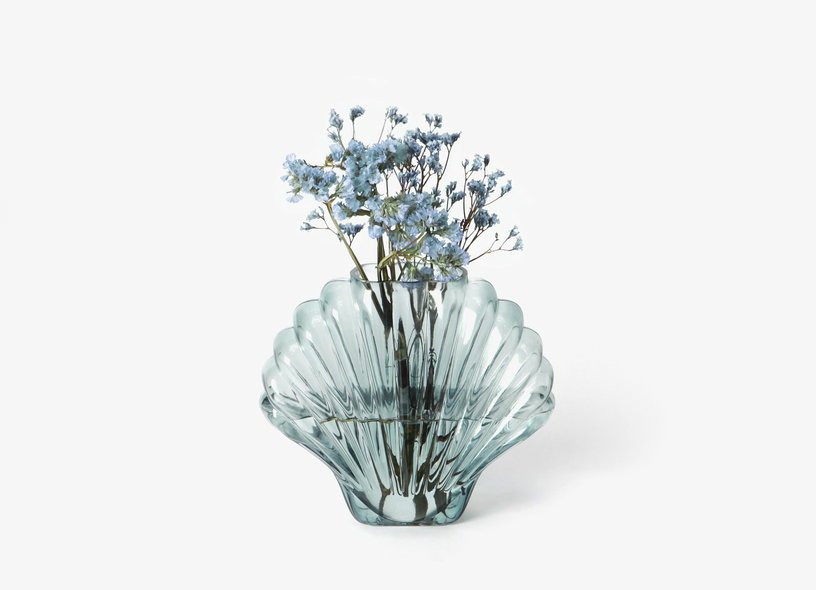 Vase coquillage bleu 17 cm Seashell - DOIY - The Cool Republic