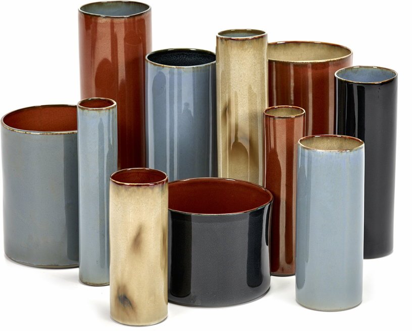 Vase cylindrique en grès beige 6 cm - Serax - The Cool Republic