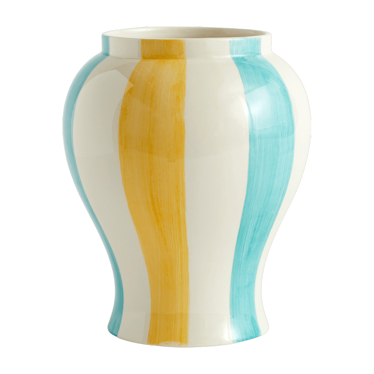 Vase en céramique à rayure jaune et bleu Sobremesa L - Hay - The Cool Republic