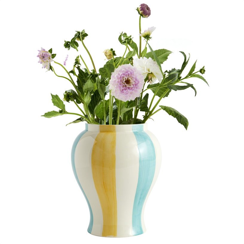 Vase en céramique à rayure jaune et bleu Sobremesa L - Hay - The Cool Republic