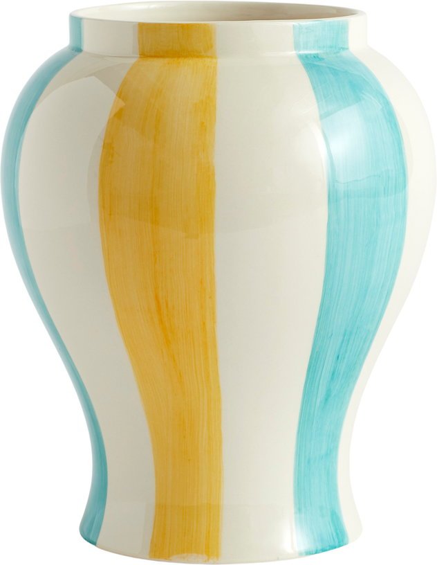 Vase en céramique à rayure jaune et bleu Sobremesa L - Hay - The Cool Republic
