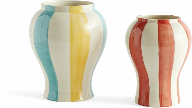 Vase en céramique à rayure rouge orangé Sobremesa S - Hay - The Cool Republic