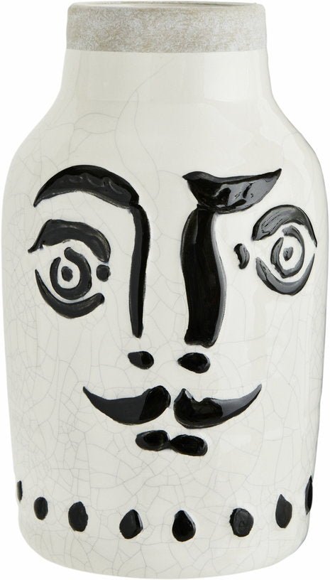 Vase en céramique noir et blanc Face - Madam Stoltz - The Cool Republic