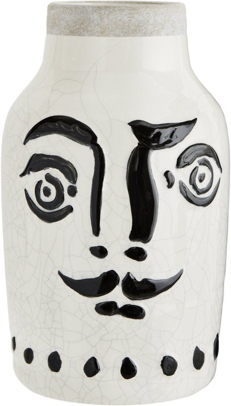 Vase en céramique noir et blanc Face - Madam Stoltz - The Cool Republic
