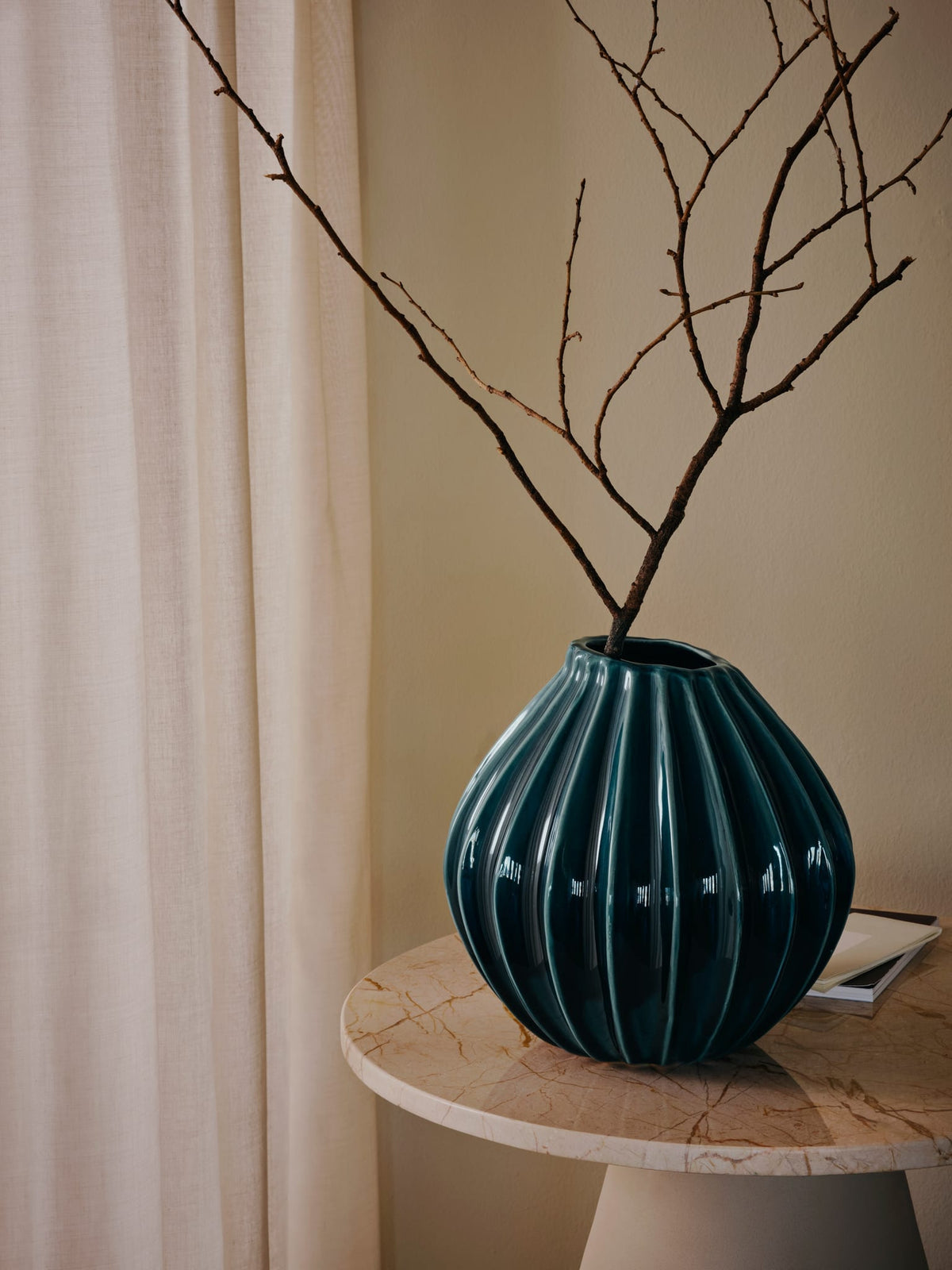 Vase en céramique turquoise 30cm Wide - Broste Copenhagen — vue 2