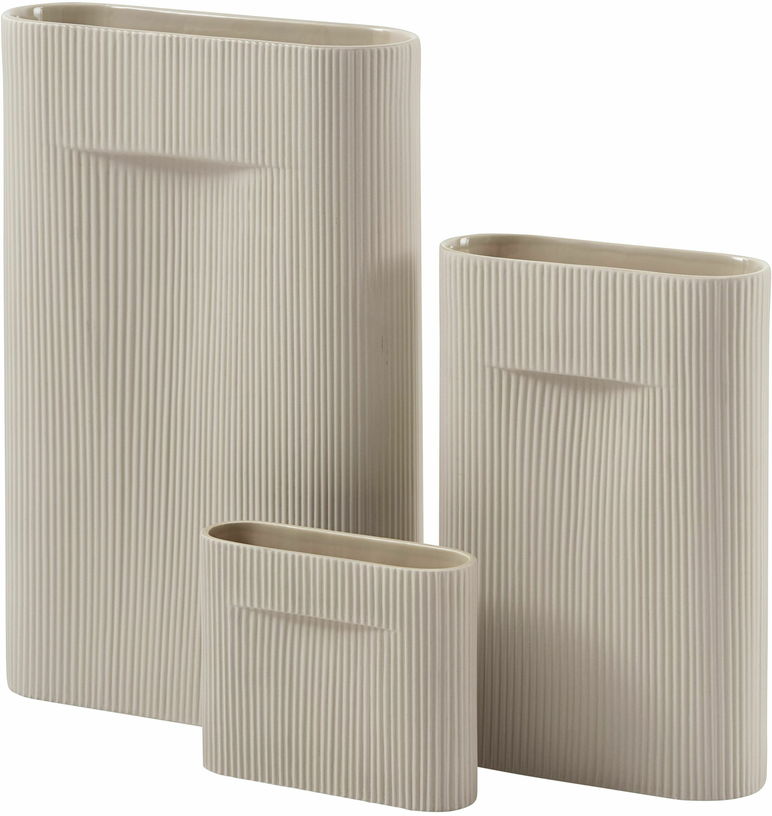 Vase en faïence beige 16,5 cm Ridge - Muuto - The Cool Republic