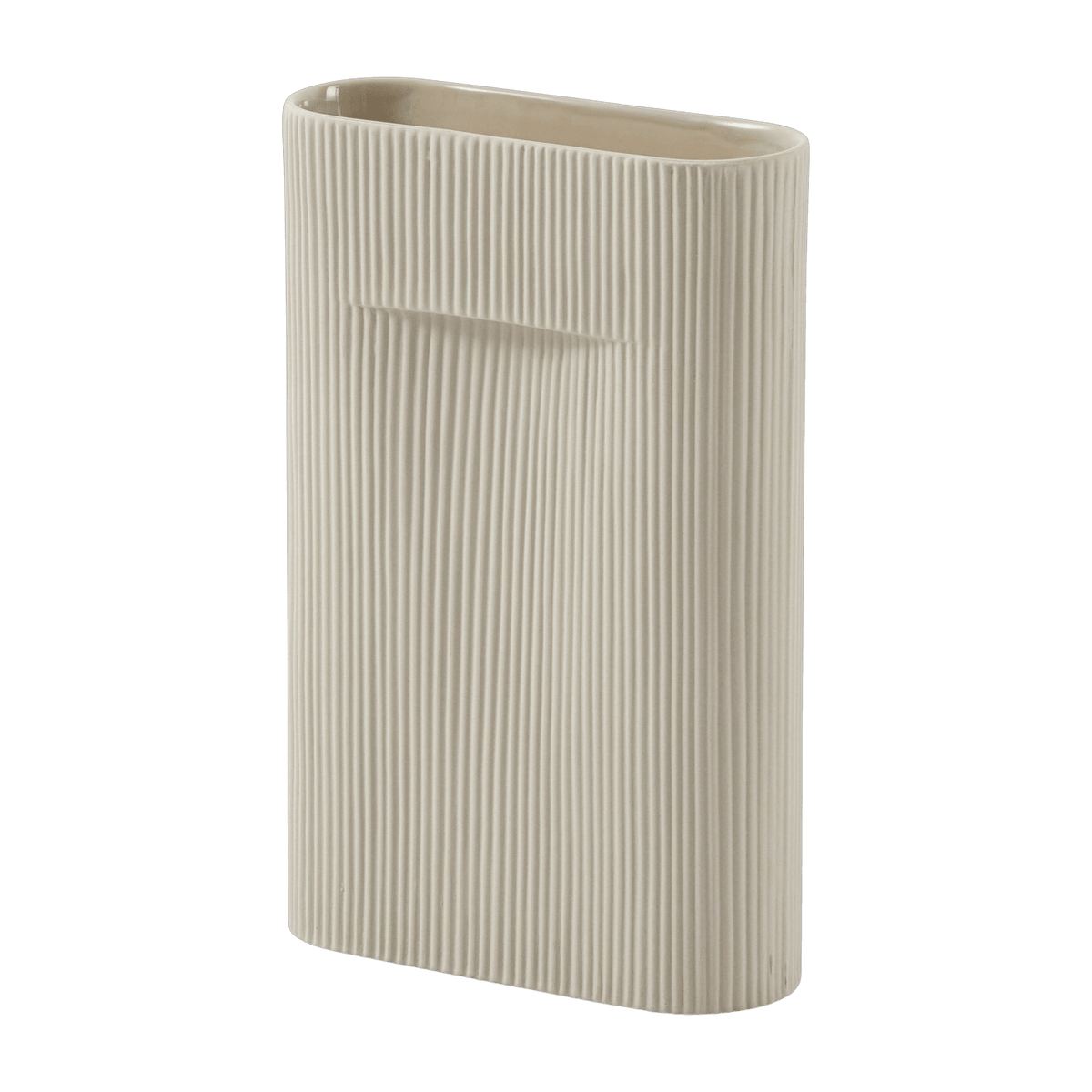 Vase en faïence beige 35 cm Ridge - Muuto - The Cool Republic