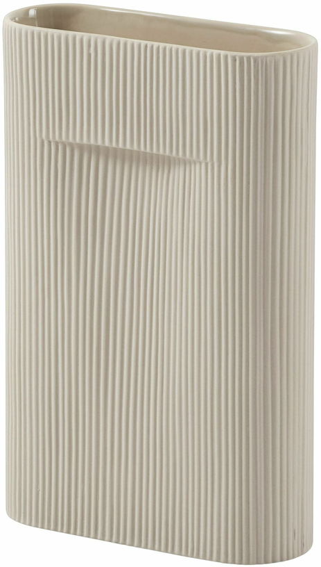 Vase en faïence beige 35 cm Ridge - Muuto - The Cool Republic