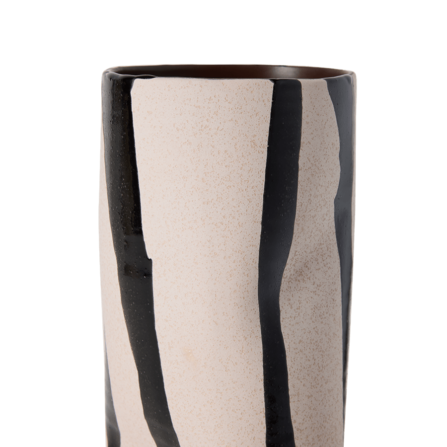 Vase en faïence blanc et noir 15,5x31cm Mono - HKliving - The Cool Republic