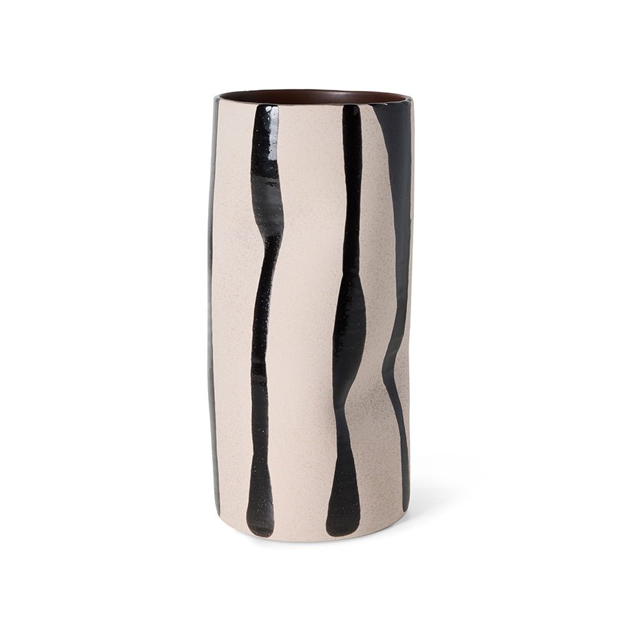 Vase en faïence blanc et noir 15,5x31cm Mono - HKliving - The Cool Republic