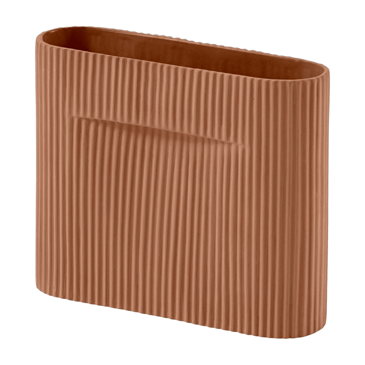 Vase en faïence terracotta 16,5 cm Ridge - Muuto - The Cool Republic