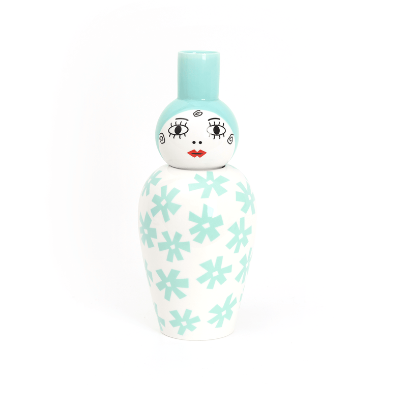 Vase en porcelaine avec couvercle bleu 17.2 x 41.6 cm Le Canopie Zita - Seletti - The Cool Republic