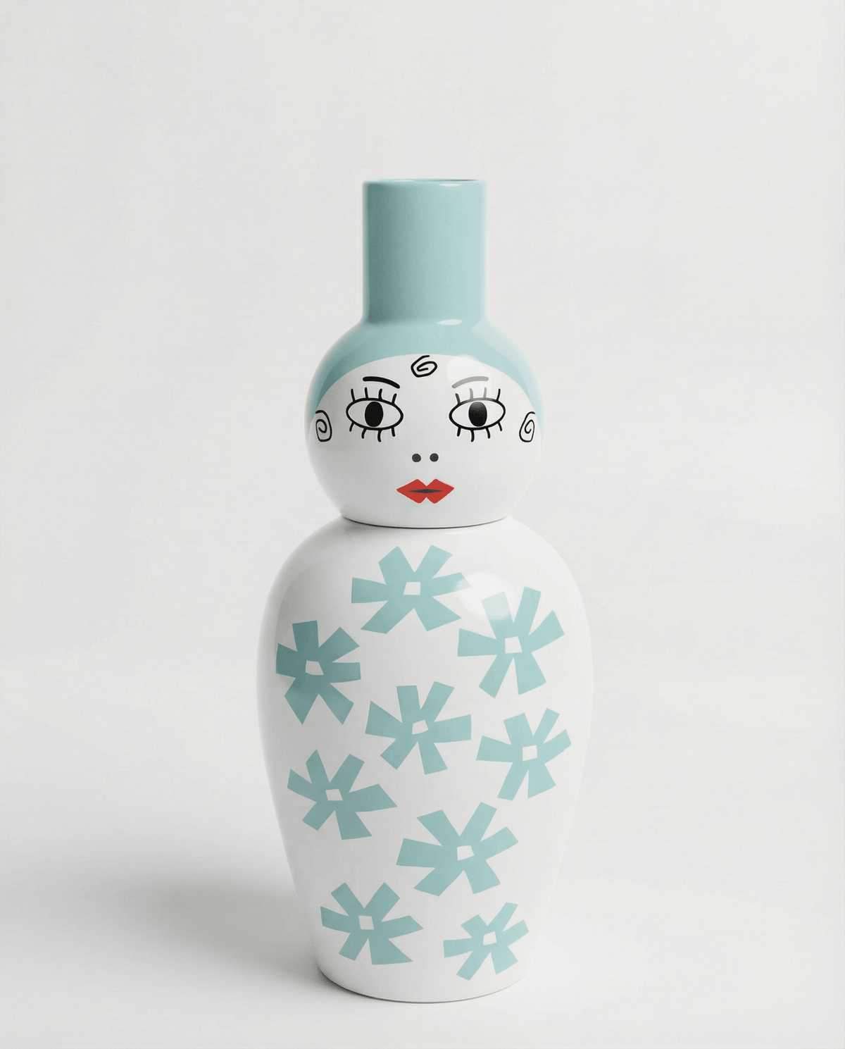 Vase en porcelaine avec couvercle bleu 17.2 x 41.6 cm Le Canopie Zita - Seletti - The Cool Republic
