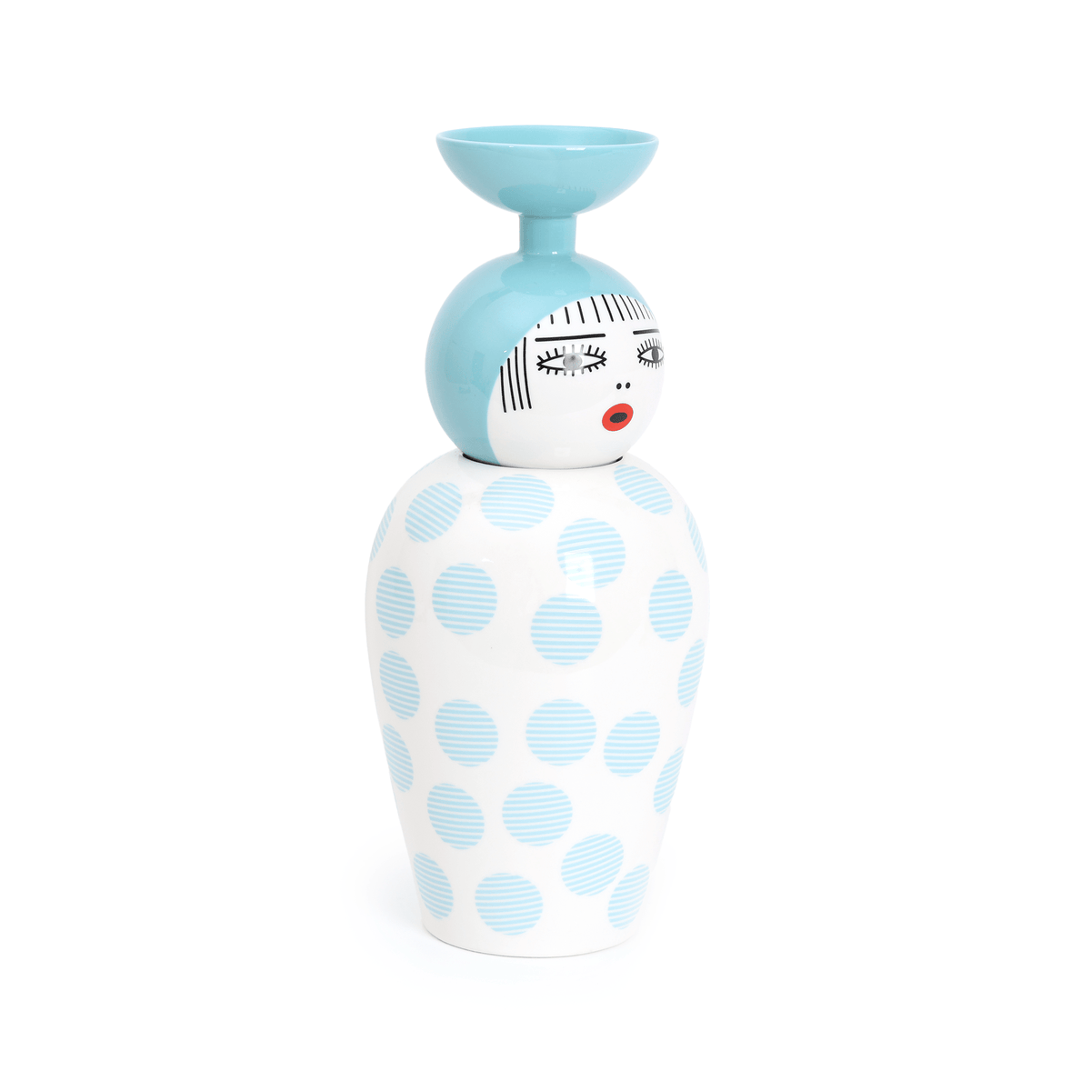 Vase en porcelaine avec couvercle bleu clair 17.2 x 41.6 cm Le Canopie Kiki - Seletti - The Cool Republic