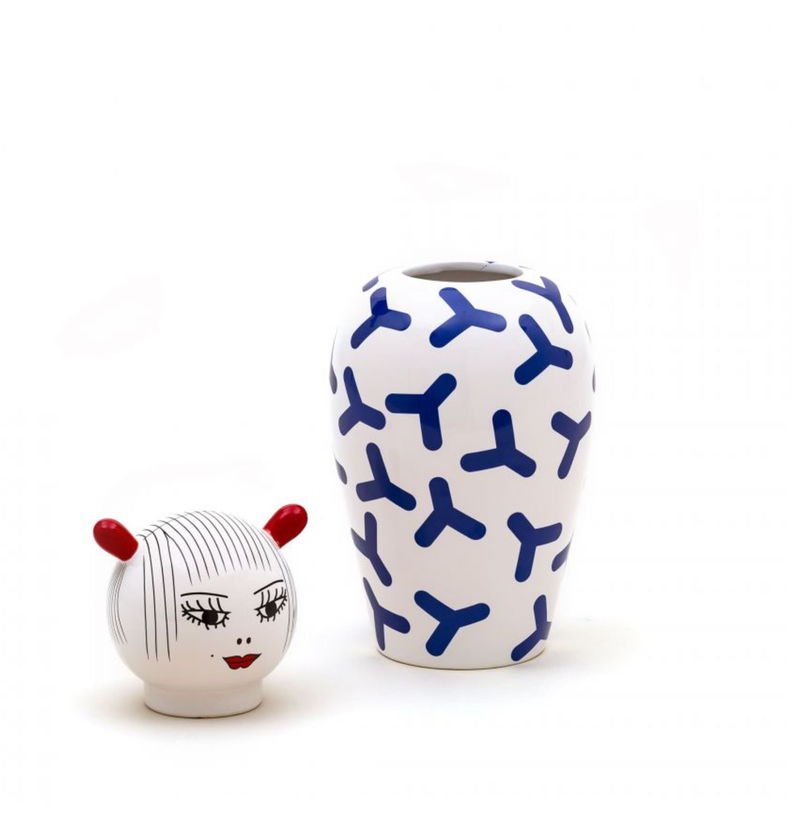 Vase en porcelaine bleu 17x25,5cm Canopie zoé - Seletti - The Cool Republic