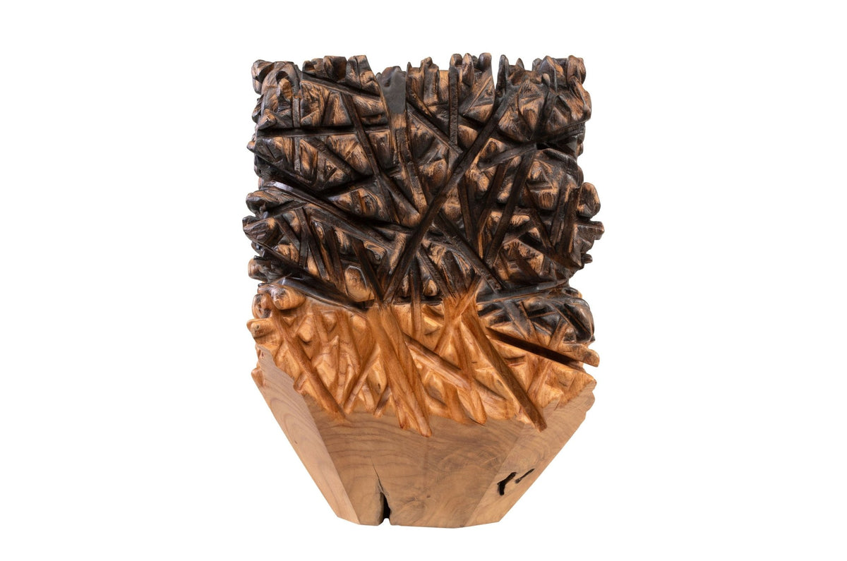 Vase en teck naturel bicolore 30x40cm Sui - Versmissen - The Cool Republic
