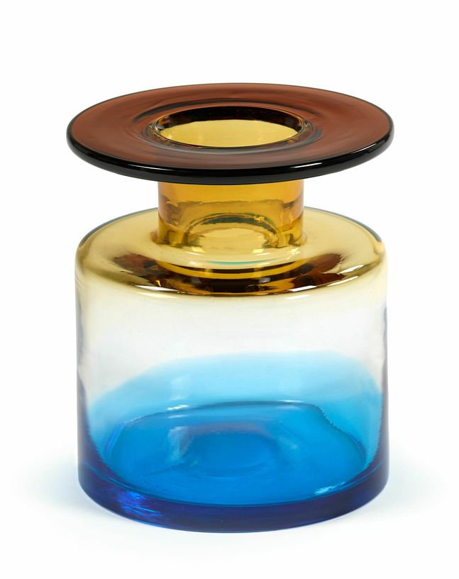 Vase en verre bleu et ambre 22 cm Wind & Fire - Serax - The Cool Republic