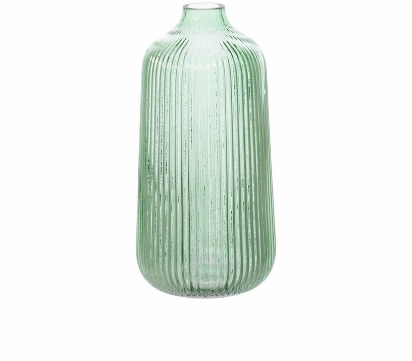 Vase en verre côtelé vert 21,5 cm - Sass & Belle - The Cool Republic
