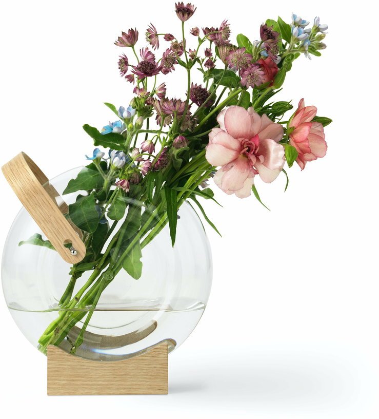 Vase en verre et bois Handle - Mater - The Cool Republic