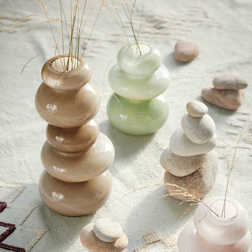 Vase en verre rond Coffee 23.50 cm - Madam Stoltz - The Cool Republic