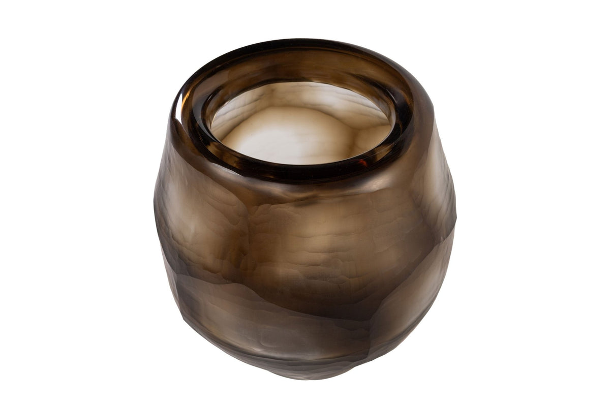 Vase en verre transparent marron 20x20,5cm Hurricane - Versmissen - The Cool Republic