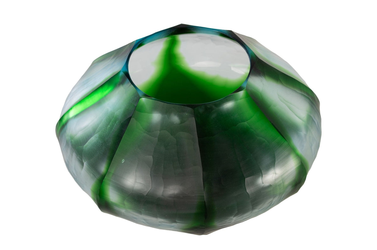 Vase en verre vert soufflé à la bouche 24x13cm - Versmissen - The Cool Republic