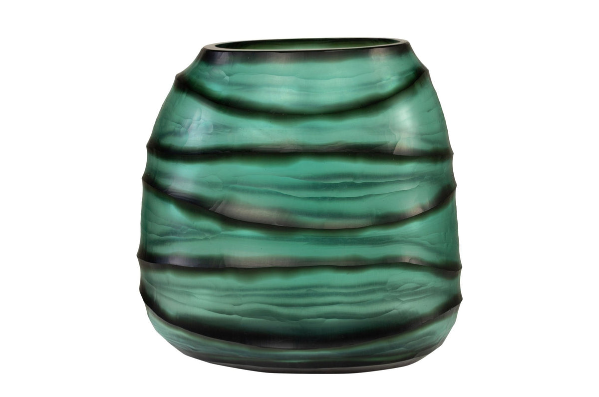 Vase en verre vert soufflé à la bouche 26x19,5x24cm - Versmissen - The Cool Republic