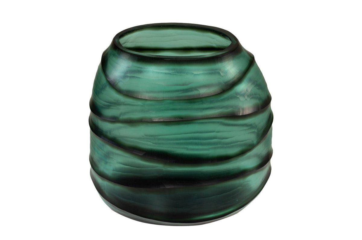 Vase en verre vert soufflé à la bouche 26x19,5x24cm - Versmissen - The Cool Republic