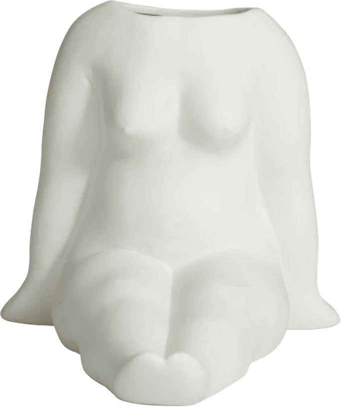 Vase femme assise en céramique blanc 14,5 x 16,5 cm Avaji - Nordal - The Cool Republic