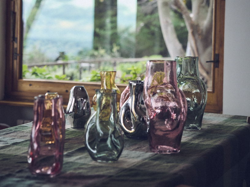 Gleam Tall Glass Vase Olive
