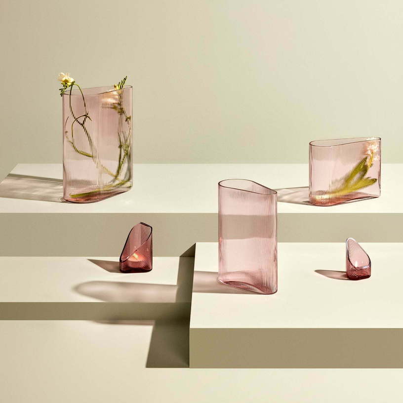 Vase Mist Dusty Rose Wide - Nude Glass - The Cool Republic