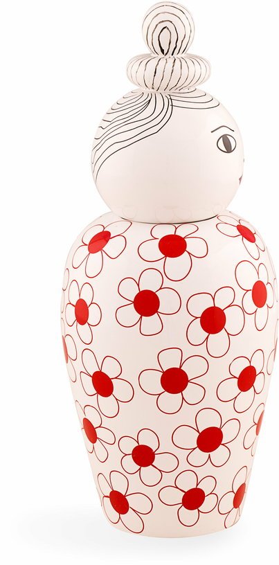 Vase poupée avec couvercle rouge 17 x 25 cm Canopie Pepa - Seletti - The Cool Republic