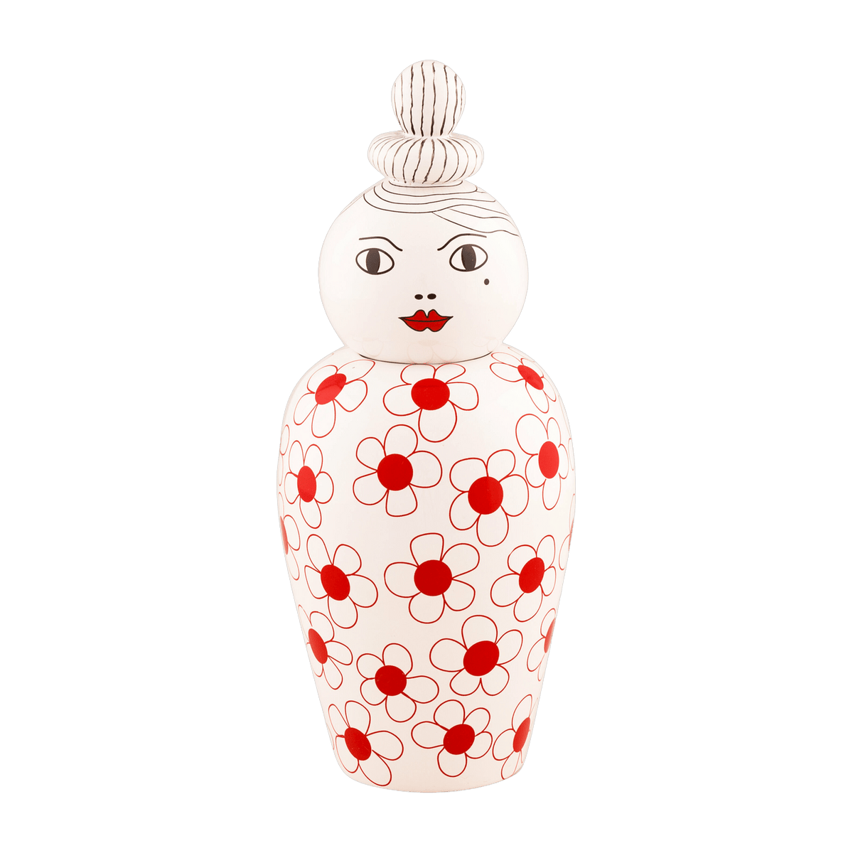 Vase poupée avec couvercle rouge 17 x 25 cm Canopie Pepa - Seletti - The Cool Republic