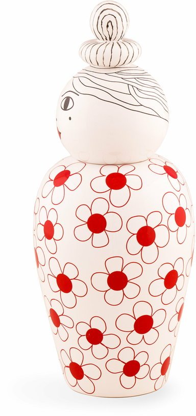 Vase poupée avec couvercle rouge 17 x 25 cm Canopie Pepa - Seletti - The Cool Republic