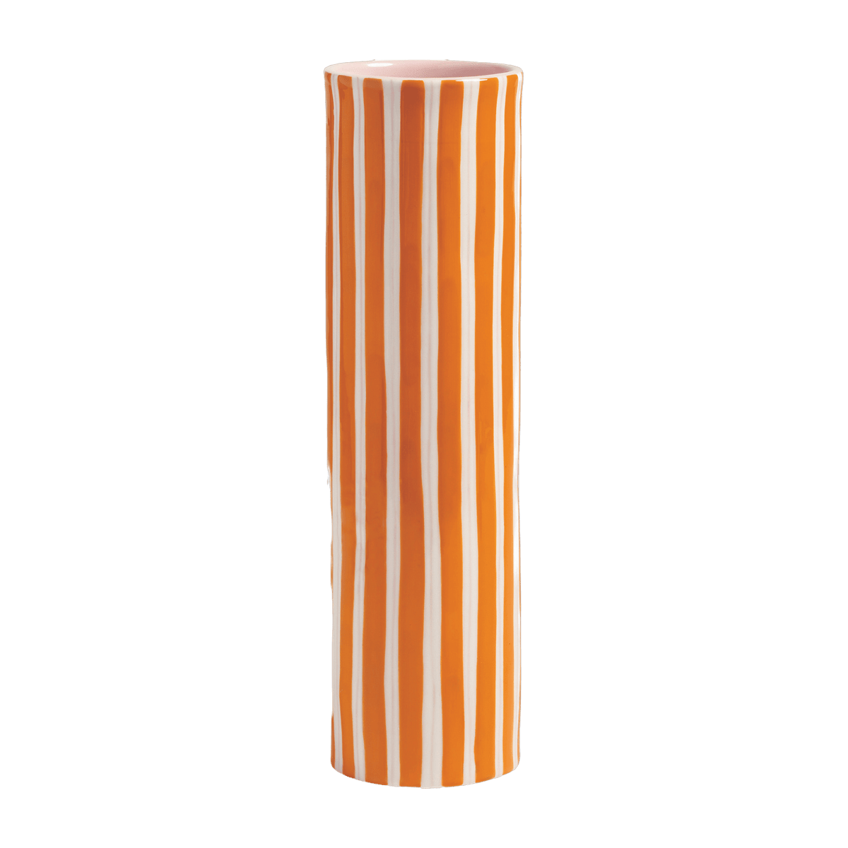 Vase rayé en porcelaine orange et rose 28 cm Ray - &Klevering - The Cool Republic