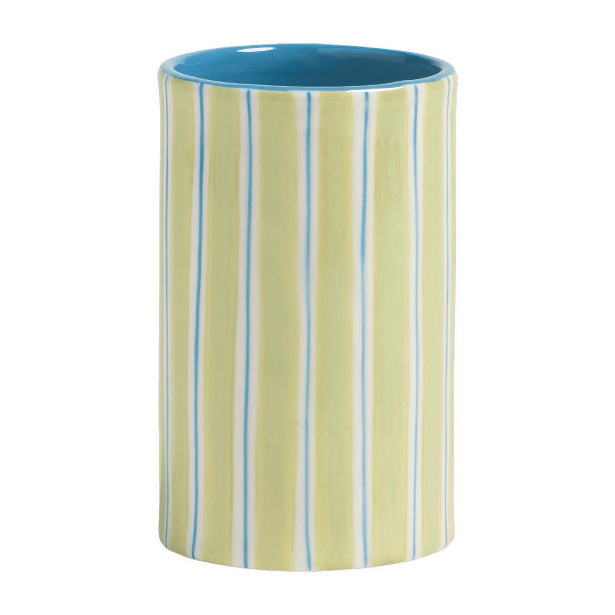 Vase rayé en porcelaine vert et bleu 12 cm Ray - &Klevering - The Cool Republic