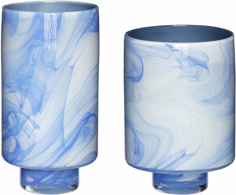 Vases en verre bleu et blanc (lot de 2) Cloud - Hübsch - The Cool Republic