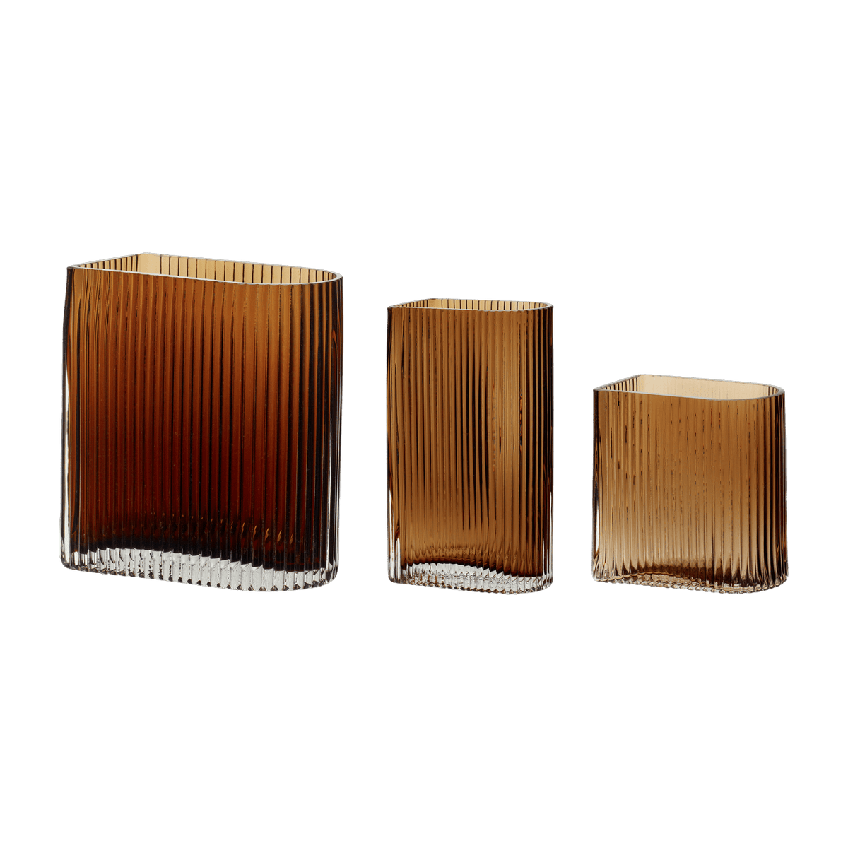 Vases en verre couleur ambre (lot de 3) Elements - Hübsch - The Cool Republic