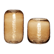 Vases en verre marron (lot de 2) Texture - Hübsch - The Cool Republic