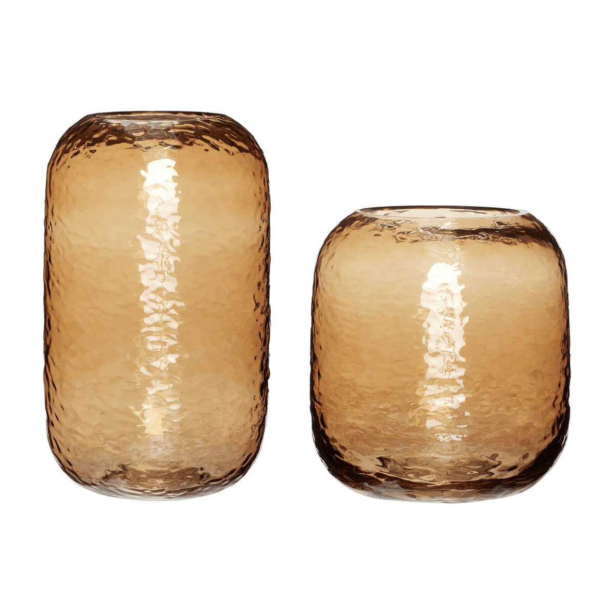 Vases en verre marron (lot de 2) Texture - Hübsch - The Cool Republic