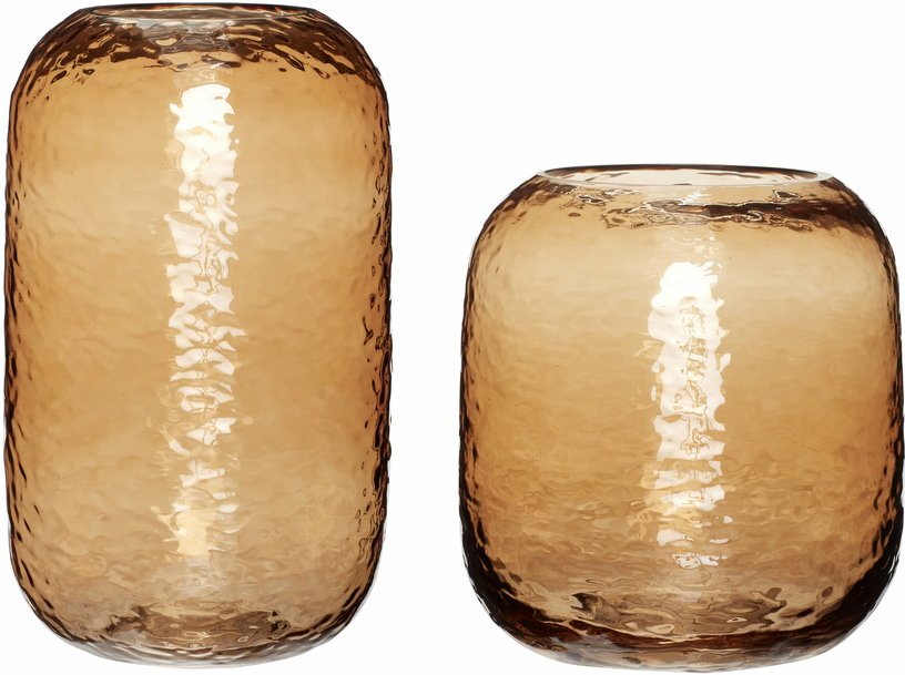 Vases en verre marron (lot de 2) Texture - Hübsch - The Cool Republic