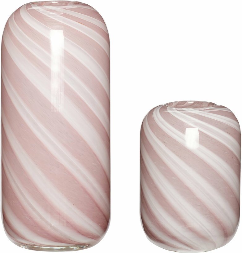 Vases en verre rose et blanc (lot de 2) Candy - Hübsch - The Cool Republic
