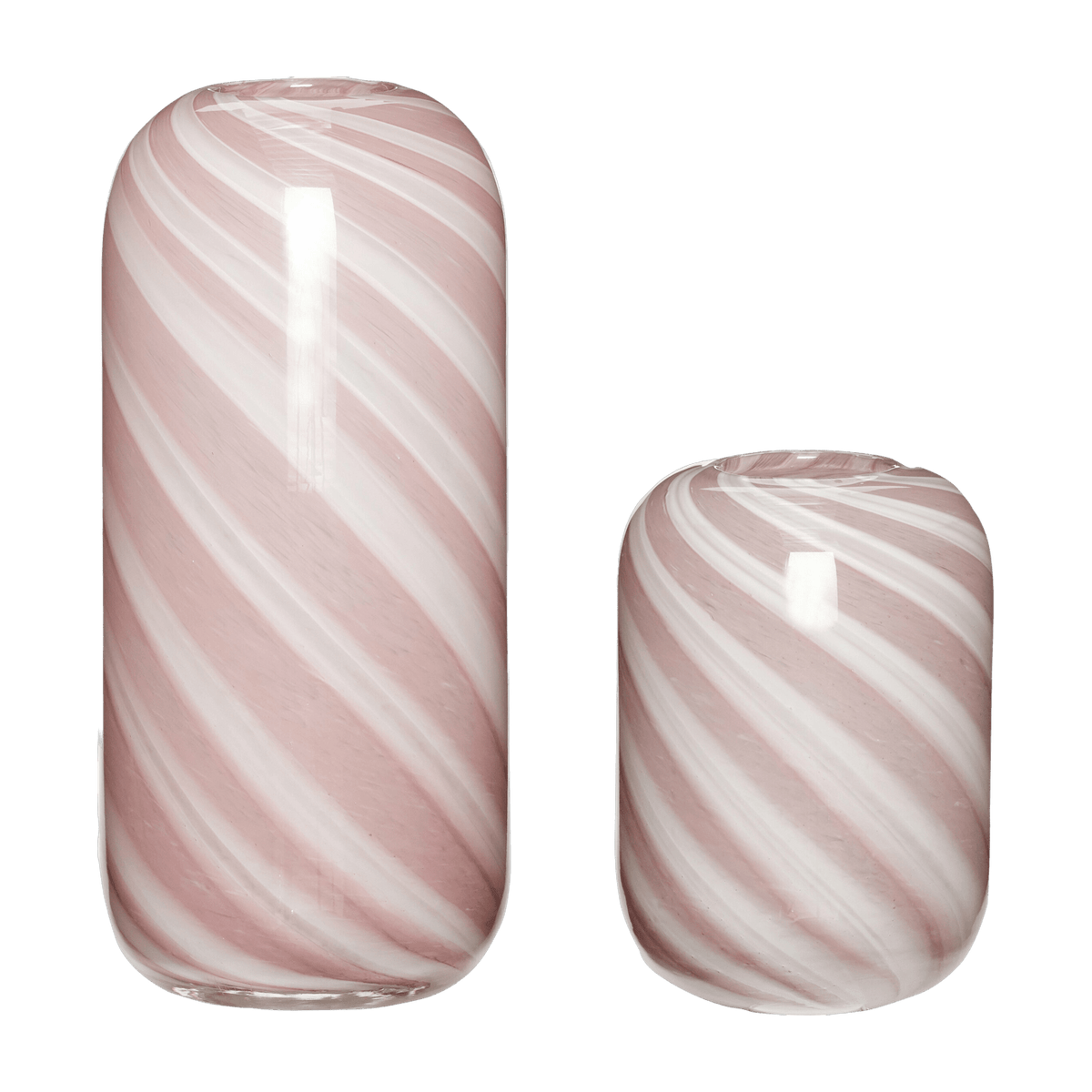 Vases en verre rose et blanc (lot de 2) Candy - Hübsch - The Cool Republic