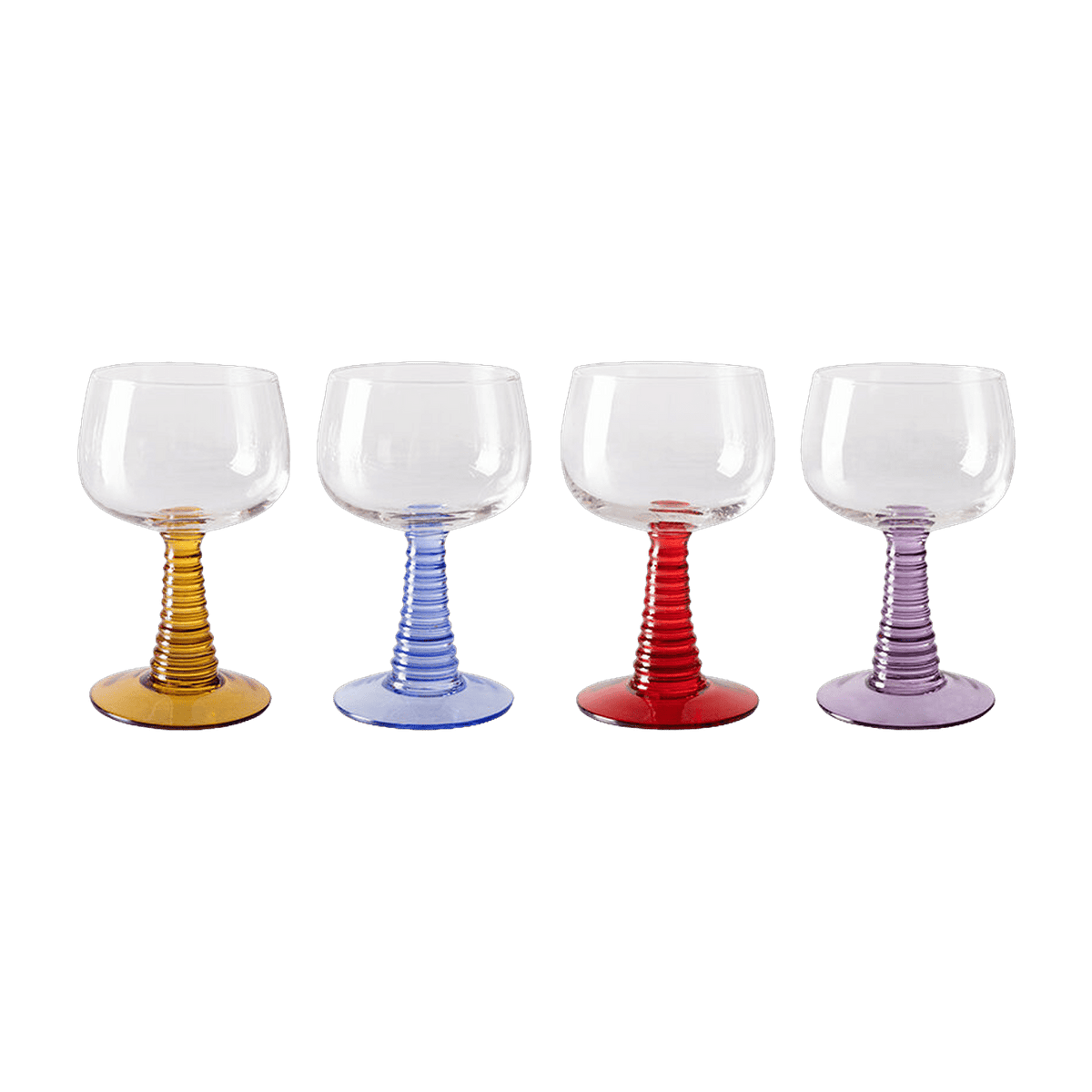 Verre à vin Swirl High Mixed Colours (Set Of 4) - HKLIVING - The Cool Republic