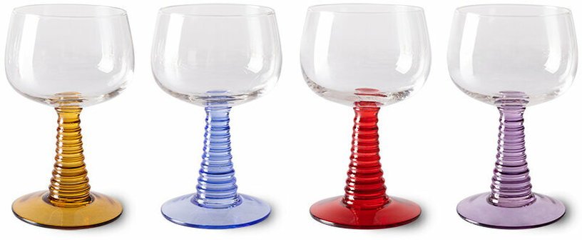Verre à vin Swirl High Mixed Colours (Set Of 4) - HKLIVING - The Cool Republic