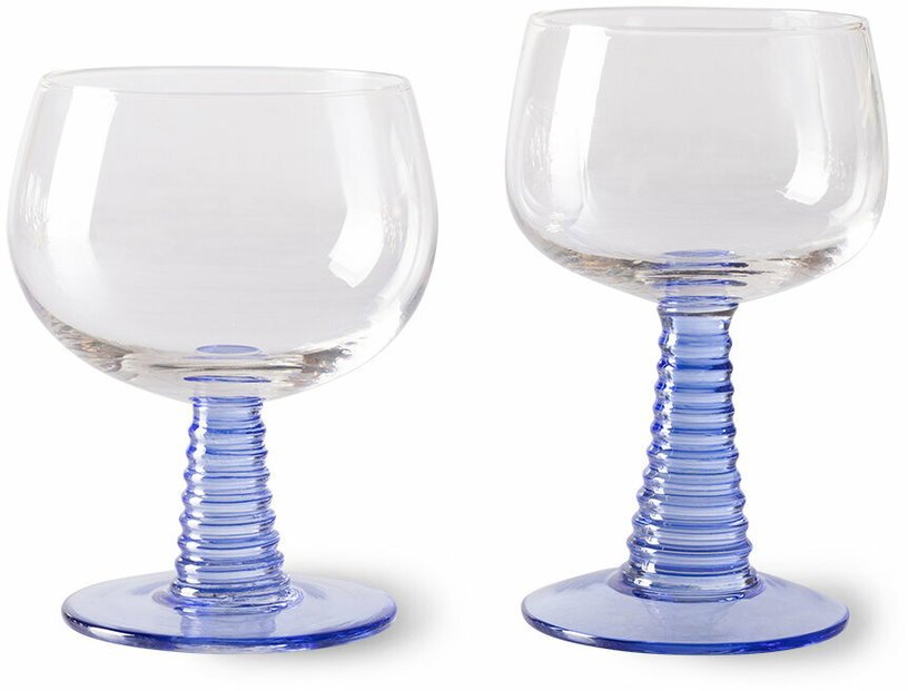 Verre à vin Swirl Low Blue HKliving - The Cool Republic
