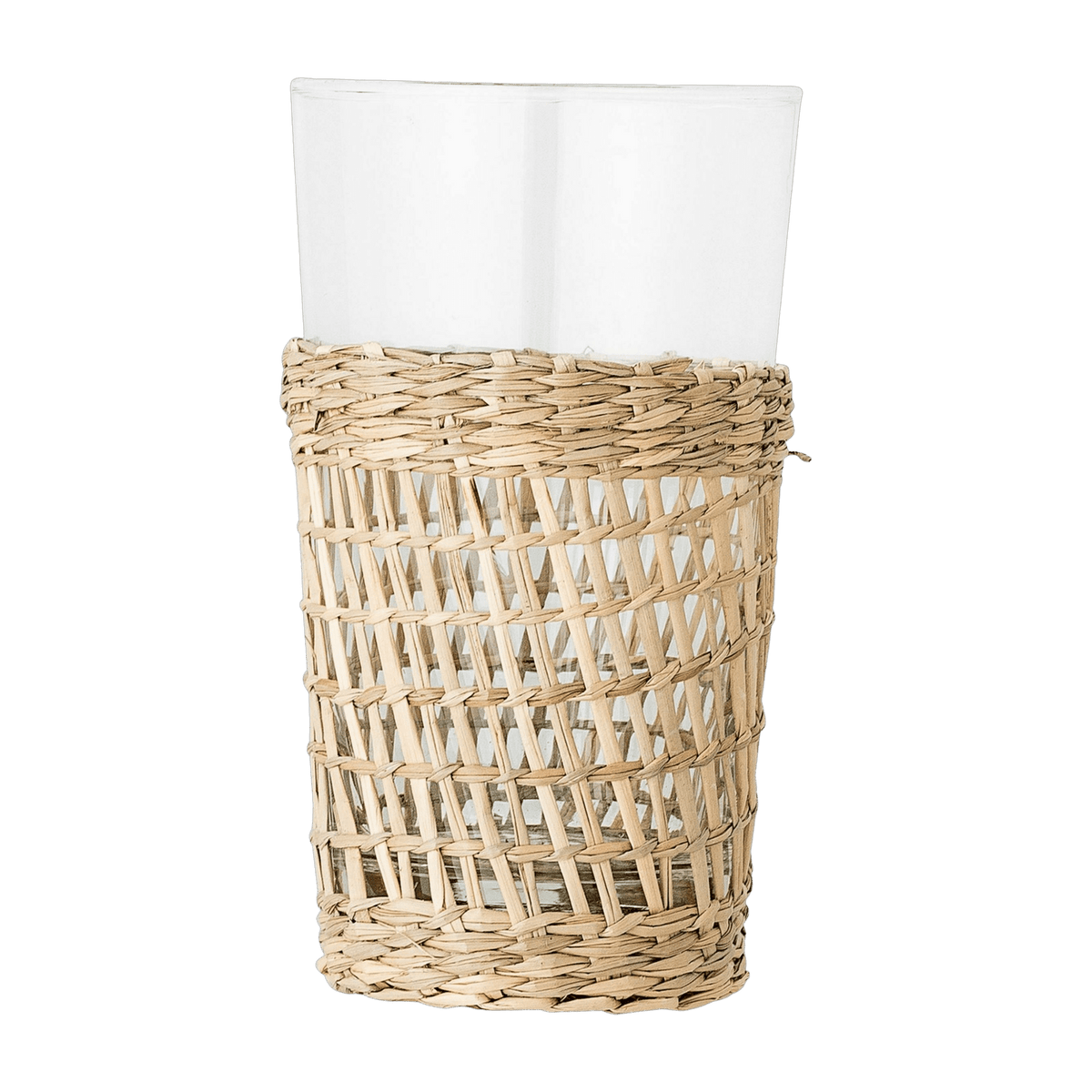 Verre avec tressage jonc de mer transparent Daphne - Bloomingville - The Cool Republic
