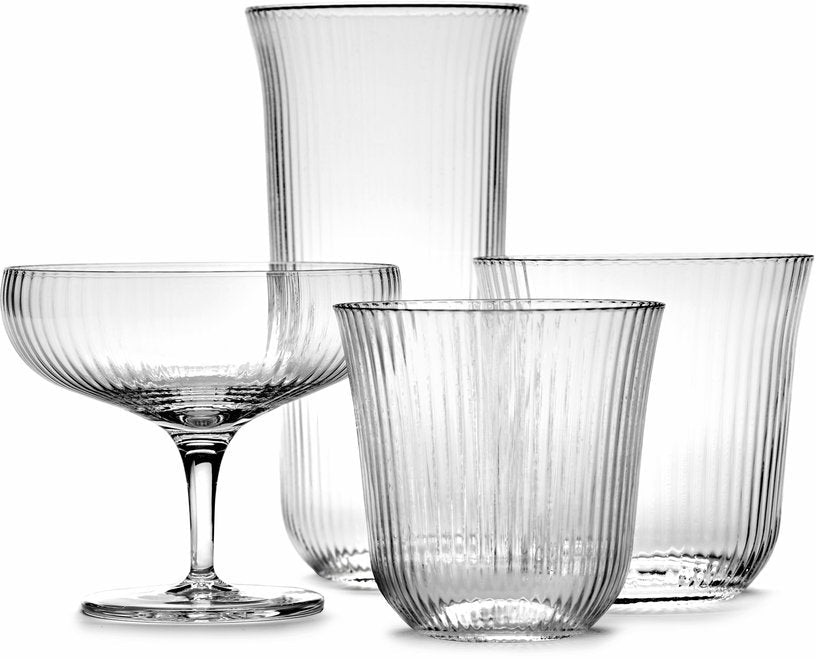 Verre en verre transparent strié 25 cl Inku - Serax - The Cool Republic
