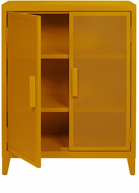 Vestiaire en acier perforé B2 bas Jaune moutarde mat - Tolix - The Cool Republic